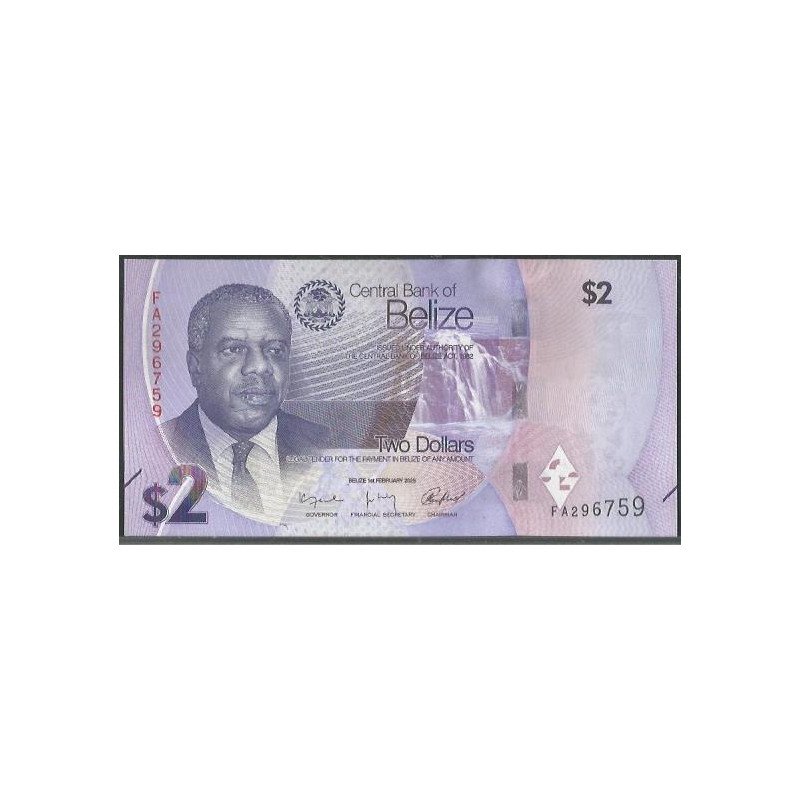 Belize, 2 Dollars 1 Feb 2025 P73a