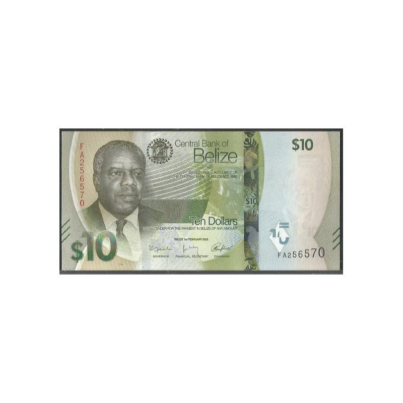 Belize, 10 Dollars 1 Feb 2025 P75a