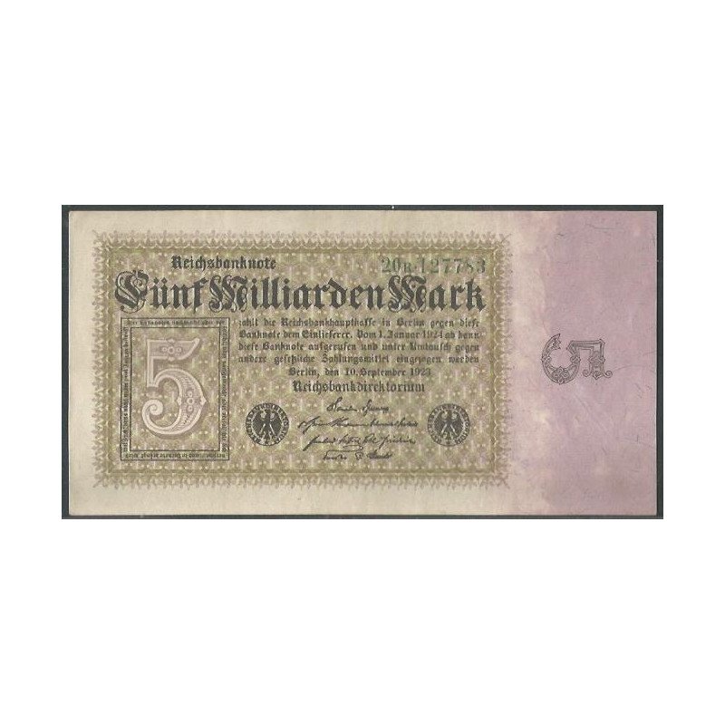 Alemania, 5 Millardos Mark ND 10 Sep 1923 P115a