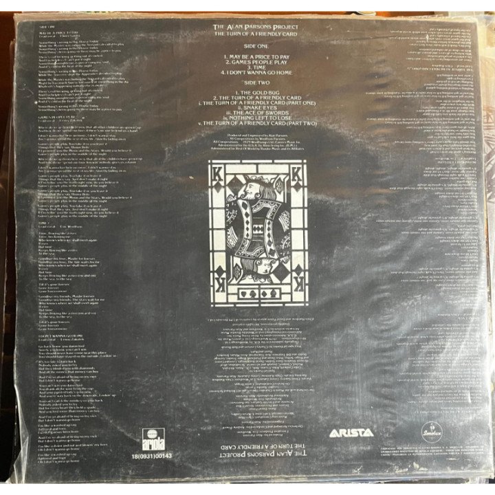 The Alan Parsons Project - The Turn Of A Friendly Card reverso