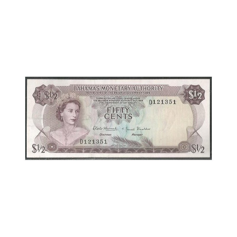 Bahamas, 1/2 Dollar L1968 P26a
