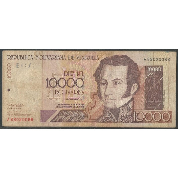 Venezuela 10.000 Bolivares 25 May 2000 A 8 Dig P85a