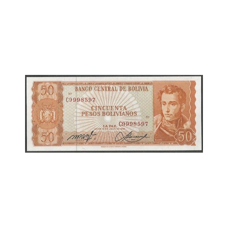 Bolivia, 50 Pesos Bolivianos L 13 Jul 1962 Serie C P162a