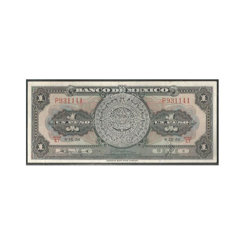 Mexico, 1 Peso 8 Sep 1954 Serie ET P56b