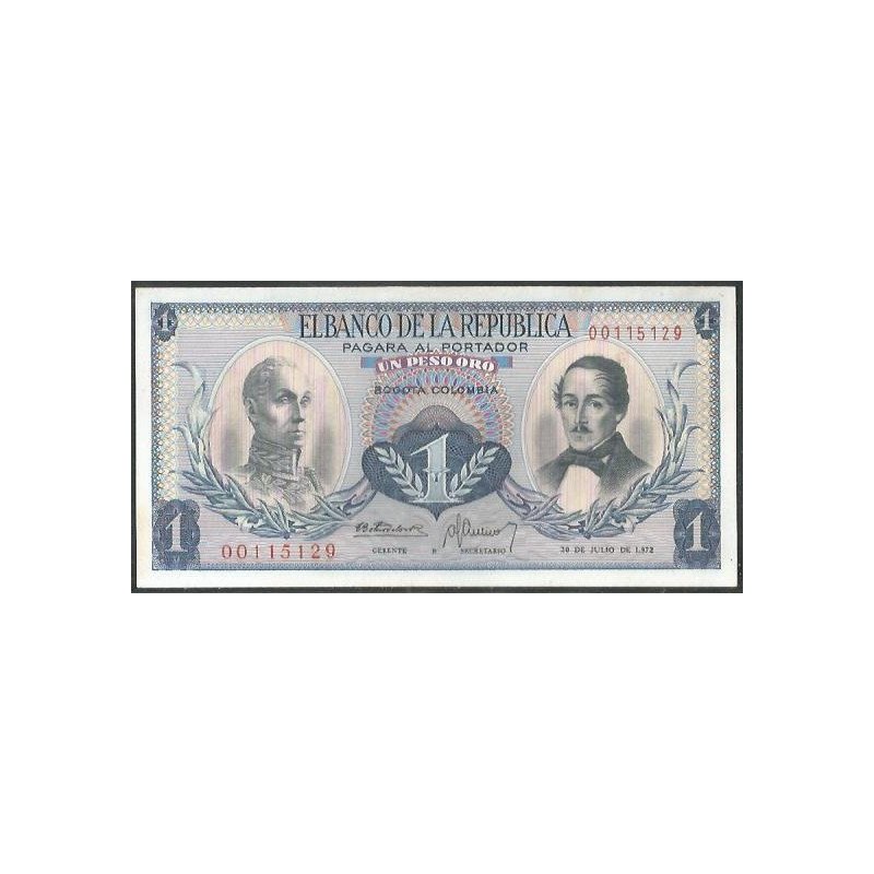 Colombia 1 Peso 20 Jul 1972 Reposicion "R" Pequeña BGW075