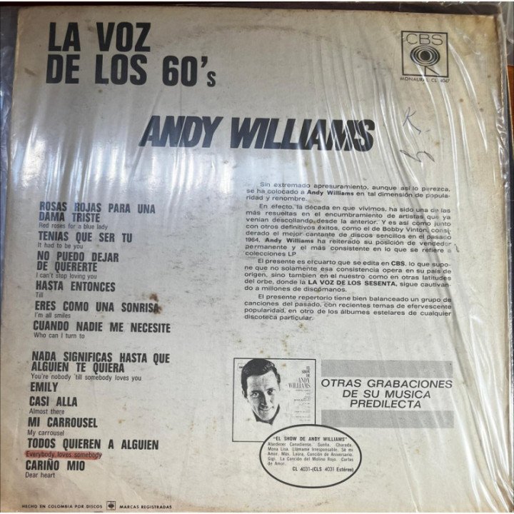 Andy Williams - La Voz de los 60's reverso
