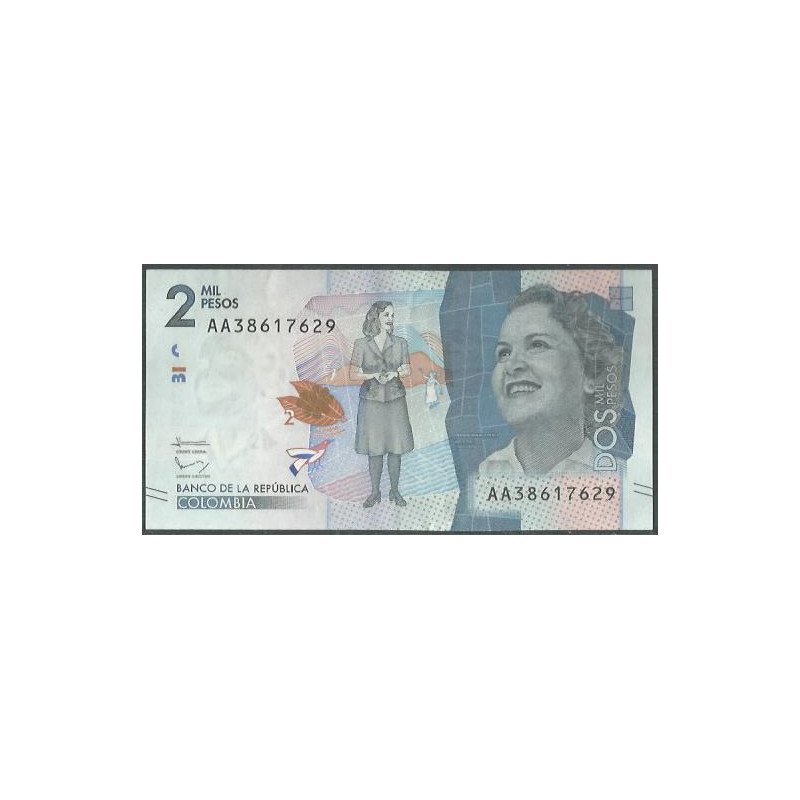 Billete de 2.000 Pesos 19 Ago 2015 Serie AA BGWNF2-1