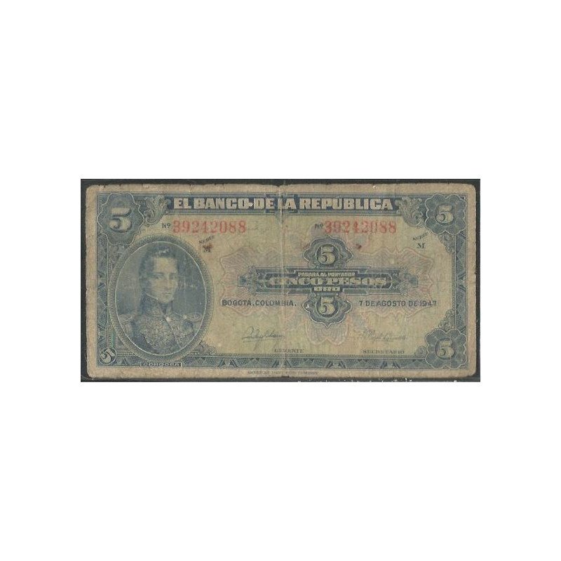 Billete de 5 Pesos 7 Ago 1947 BGW121