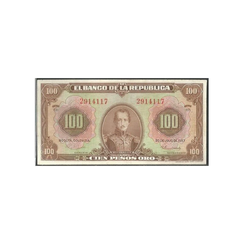 Billete de 100 Pesos 20 Jul 1957 BGW292