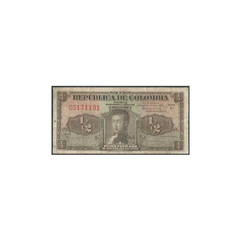 Billete de 1/2 Peso 18 Feb 1953 BGW012