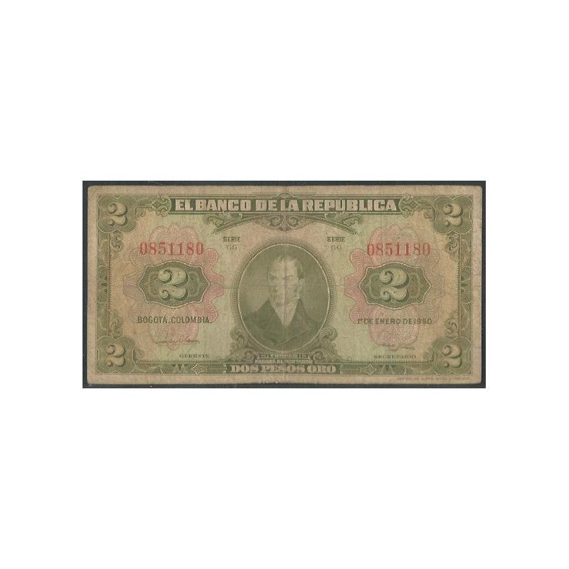 Billete de 2 Pesos 1 Ene 1950 7 Dig BGW090