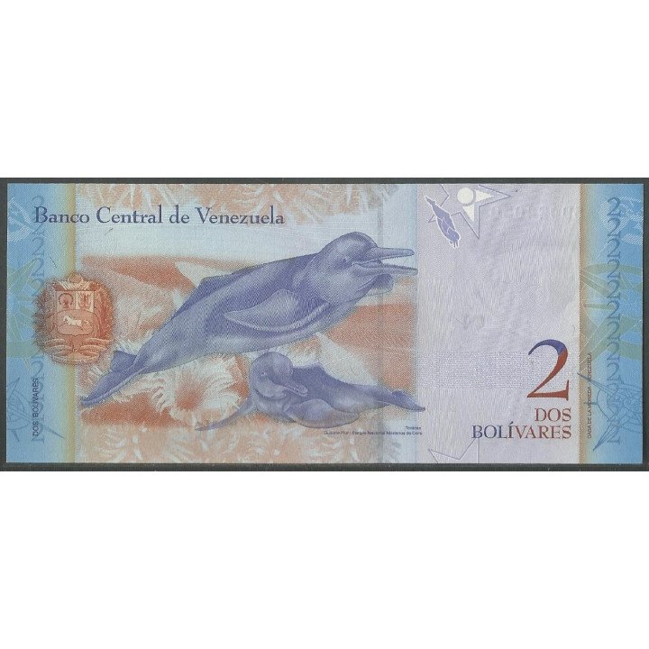 Venezuela 2 Bolivares 20 Mar 20079 A 8 Dig P88a reverso