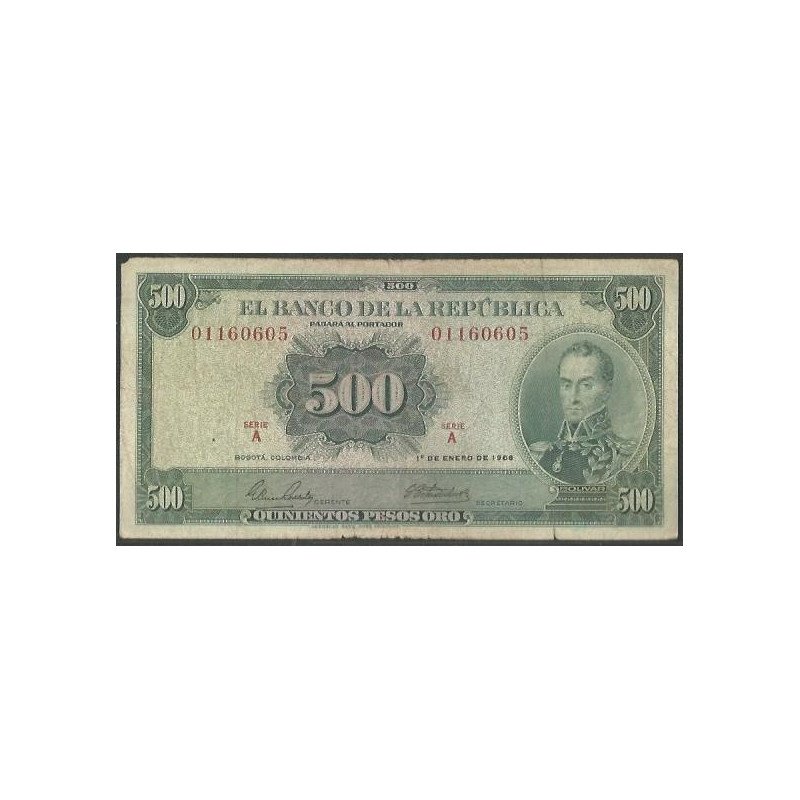 Billete de 500 Pesos 1 Ene 1968 BGW386