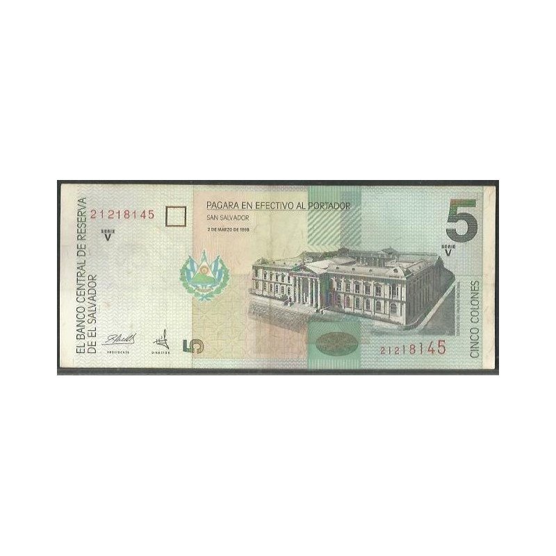 El Salvador, 5 Colones 2 Mar 1998 P147b