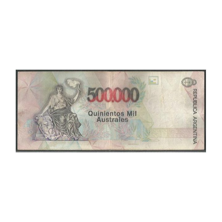 Argentina 500.000 Australes ND1991 Serie A Firma 1 P338 reverso