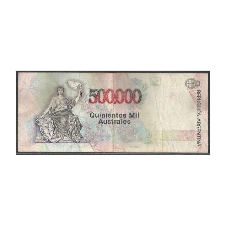 Argentina 500.000 Australes ND1991 Serie B Firma 2 P338 reverso