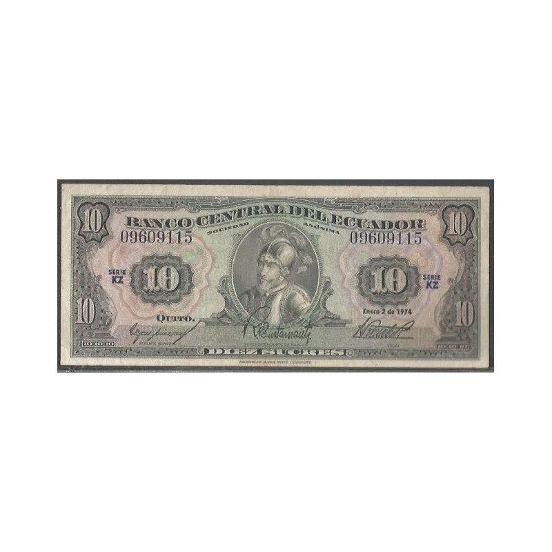 Ecuador, 10 Sucres 2 Ene 1974 KZ P101Ab