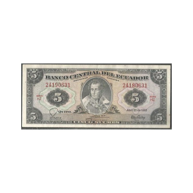 Ecuador, 5 Sucres 20 Abr 1983 HZ Firma 7 P108b