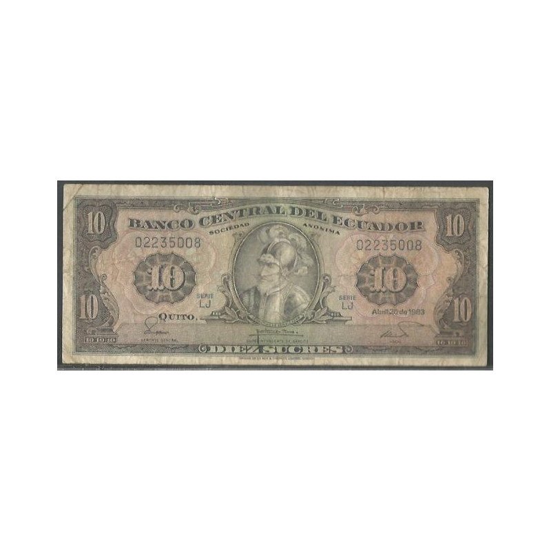 Ecuador, 10 Sucres 2O Abr 1983 LJ Firma 7 P114b