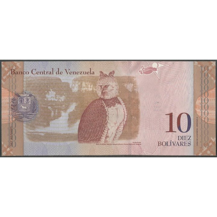 Venezuela 10 Bolivares 20 Mar 2007 A 8 Dig P90a reverso
