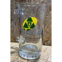 Jarro vidrio Cerveceria Union "Iso 9002" 14 cm X 7 cm