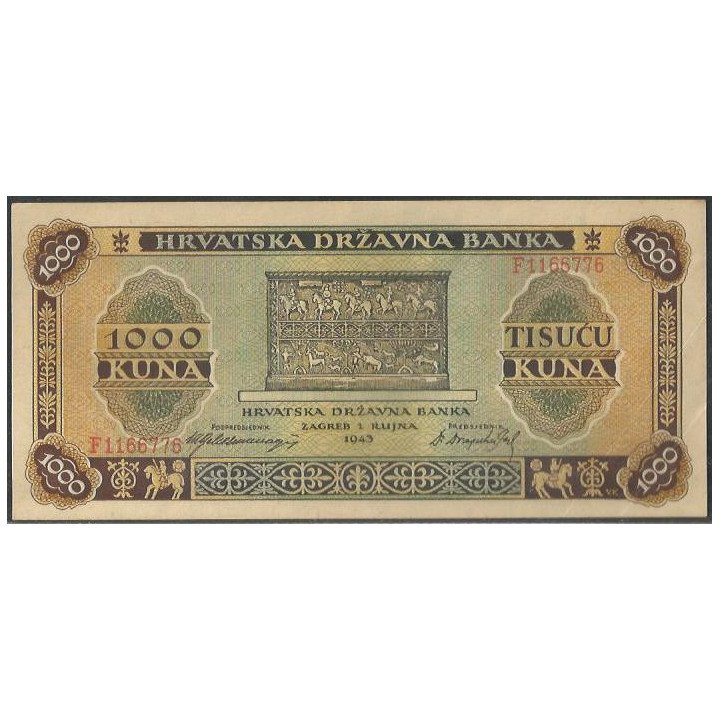 Croacia 1.000 Kuna 1 Sep 1943 P12a