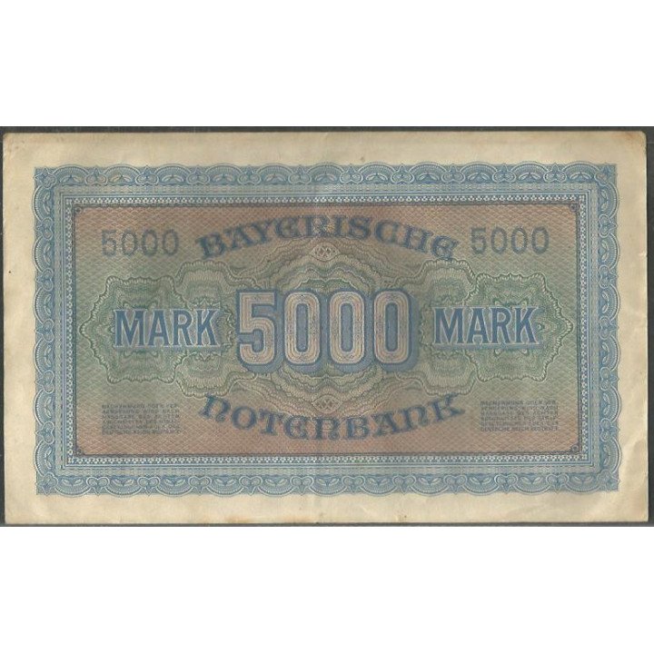 Alemania - Bavaria 5.000 Mark 1 Dic 1922 Ps925 reverso