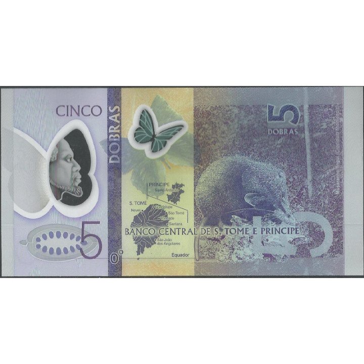 St Tome e Prince 5 Dobras 21 Oct 2016 P70 reverso