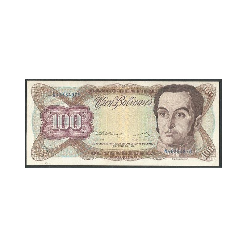 Venezuela, 100 Bolivares 8 Dic 1992 N 8 Dig P66e