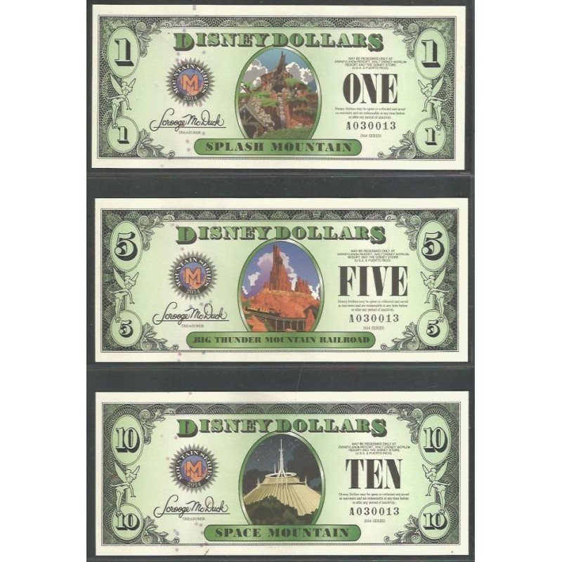 Disney, 1, 5 y 10 Dollars 2014 Serie A030013