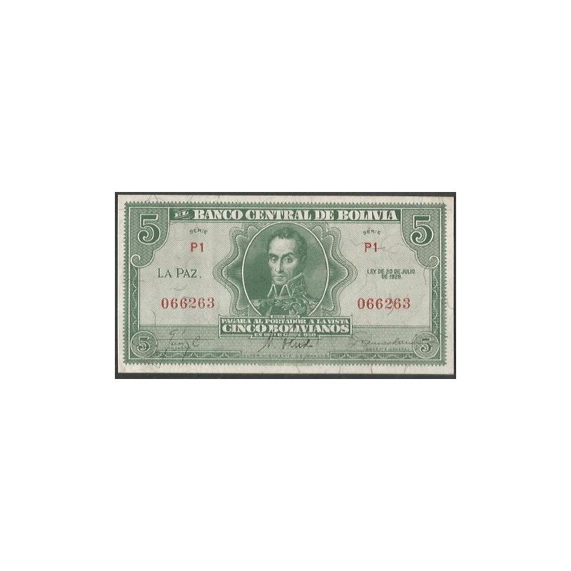 Bolivia, 5 Bolivianos L 20 Jul 1928 Serie P1 P129