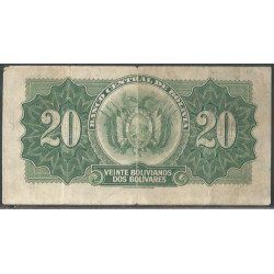 Bolivia, 20 Bolivianos L 20 Jul 1928 Serie S2 P131