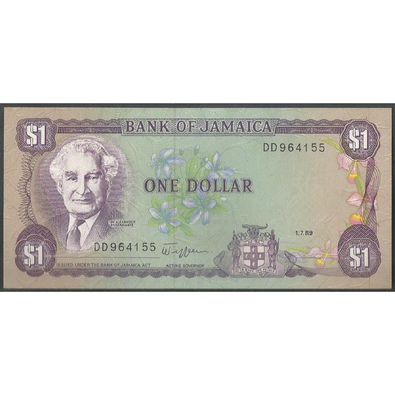 Jamaica, 1 Dollar 1 Jul 1989 P68Ac