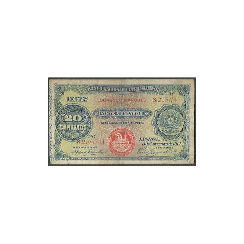 Mozambique, 20 Centavos 5 Nov 1914 P54