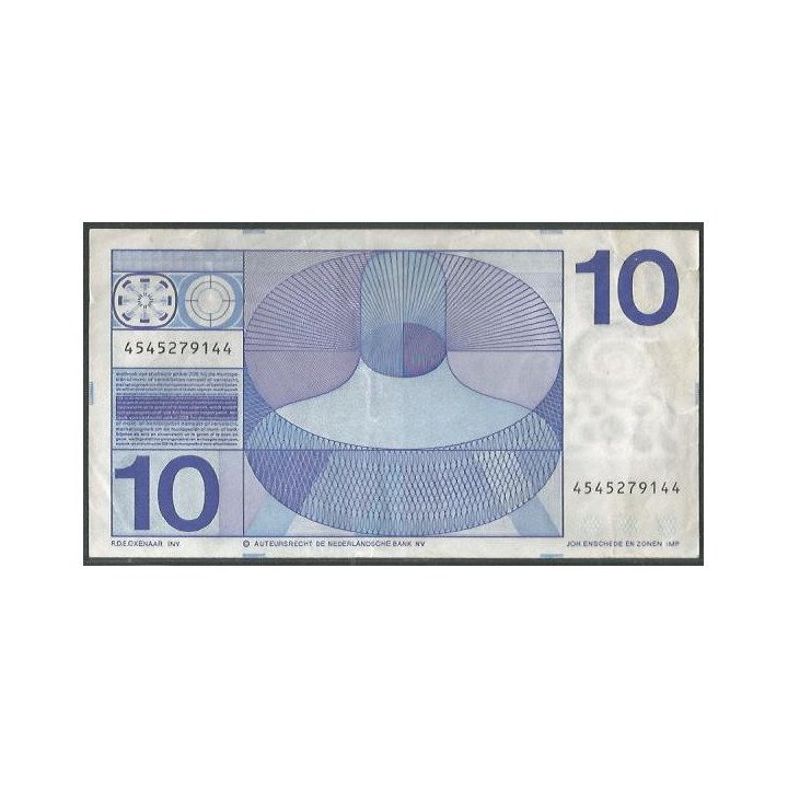 Holanda 10 Gulden 25 Abr 1968 P91b reverso