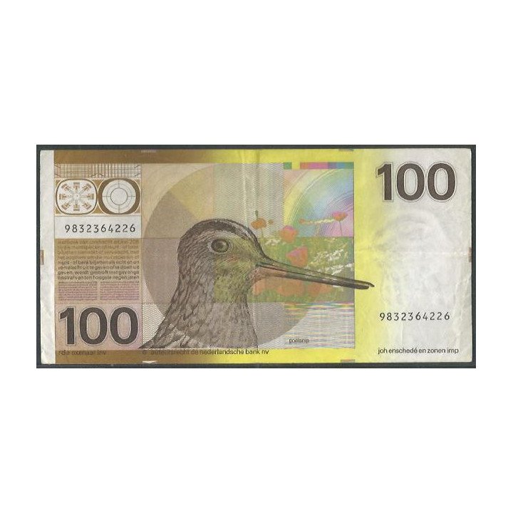 Holanda 100 Gulden 28 Jul 1977 P97a reverso