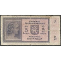 Bohemia & Moravia 5 Korun ND1940 P4a