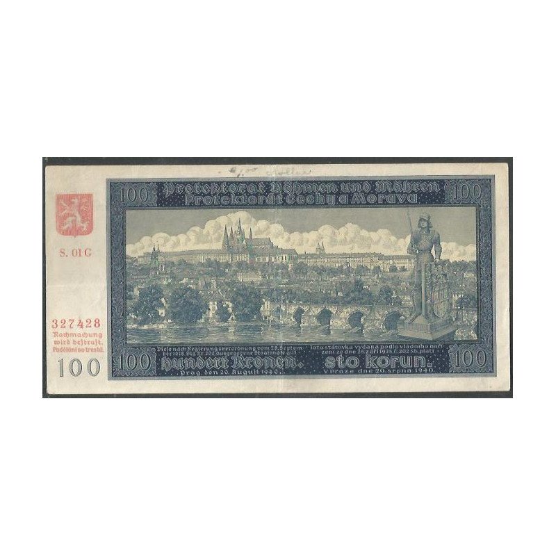 Bohemia & Moravia 100 Korun 20 Ago 1940 P7a