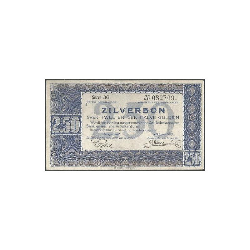 Holanda, 2 1/2 Gulden 1 Oct 1938 P62