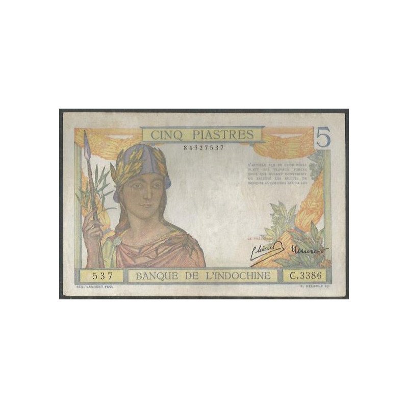 Indochina Francesa, 5 Piastres ND1946 Firma 11 P55c