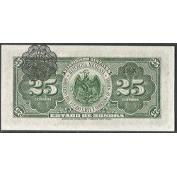 Mexico - El Estado de Sonora, 25 Centavos 1 Ene 1915 Serie F Ps1069