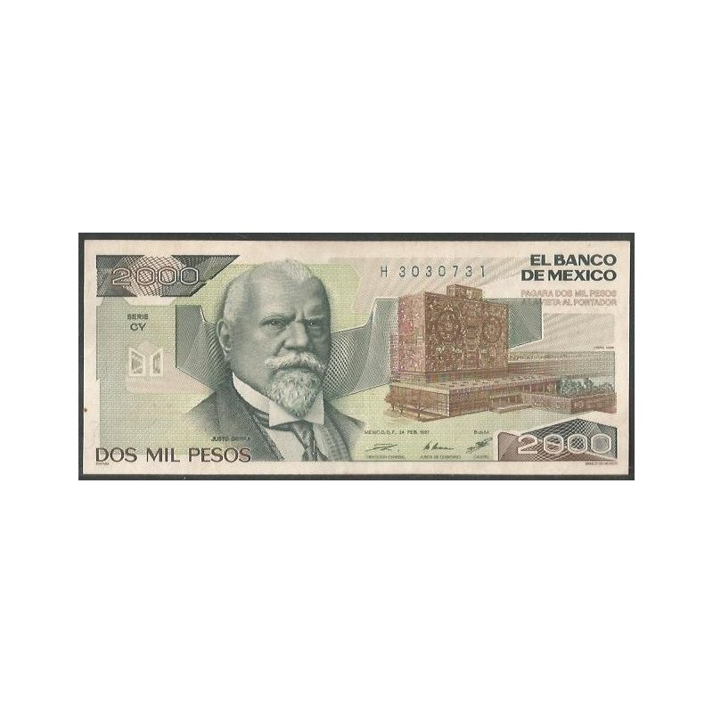 Mexico, 2.000 Pesos 24 Feb 1987 Serie CY P86b
