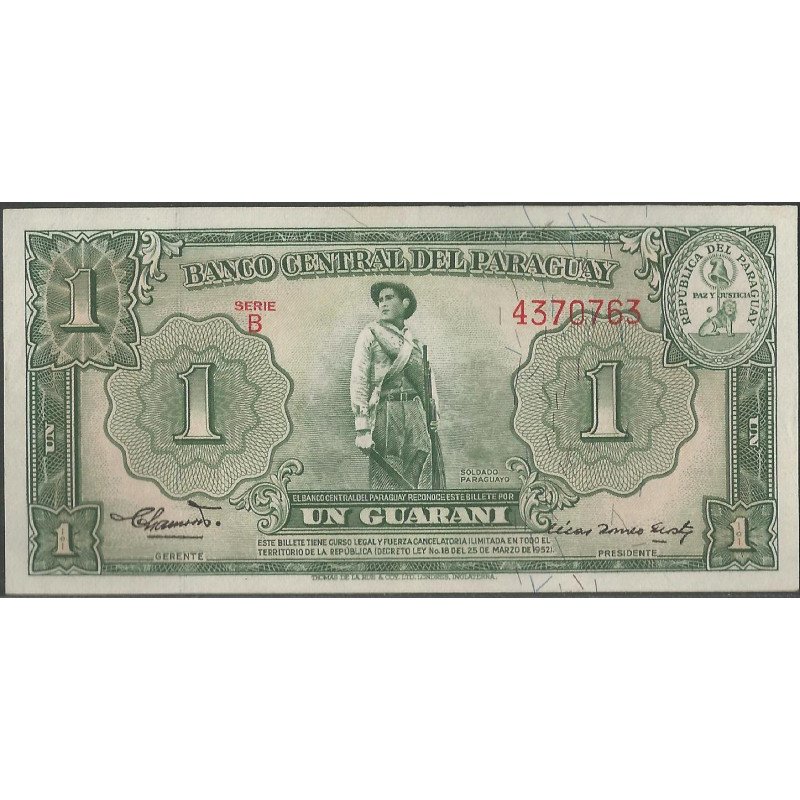 Paraguay, 1 Guarani L1952 Serie B P185b2