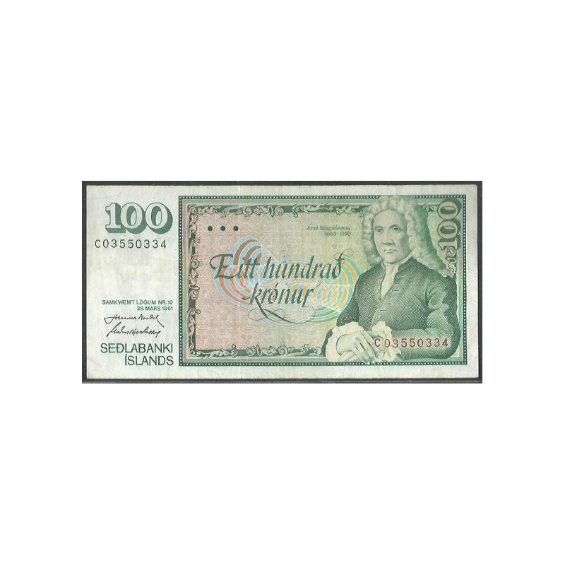 Islandia, 100 Kronur 29 Mar 1961 (81) P50a4