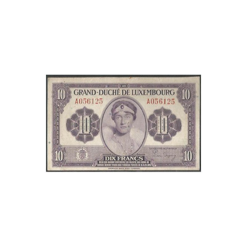 Luxemburgo, 10 Francs ND1944 P44a