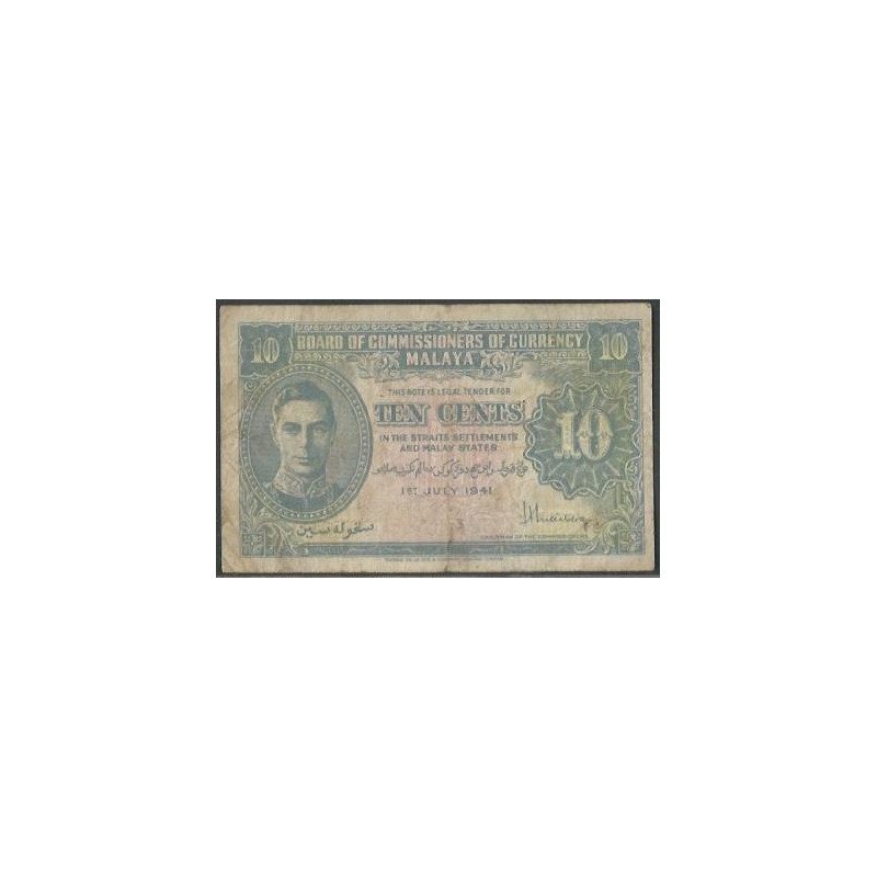 Malaya, 10 Cents 1 Jul 1941 P8