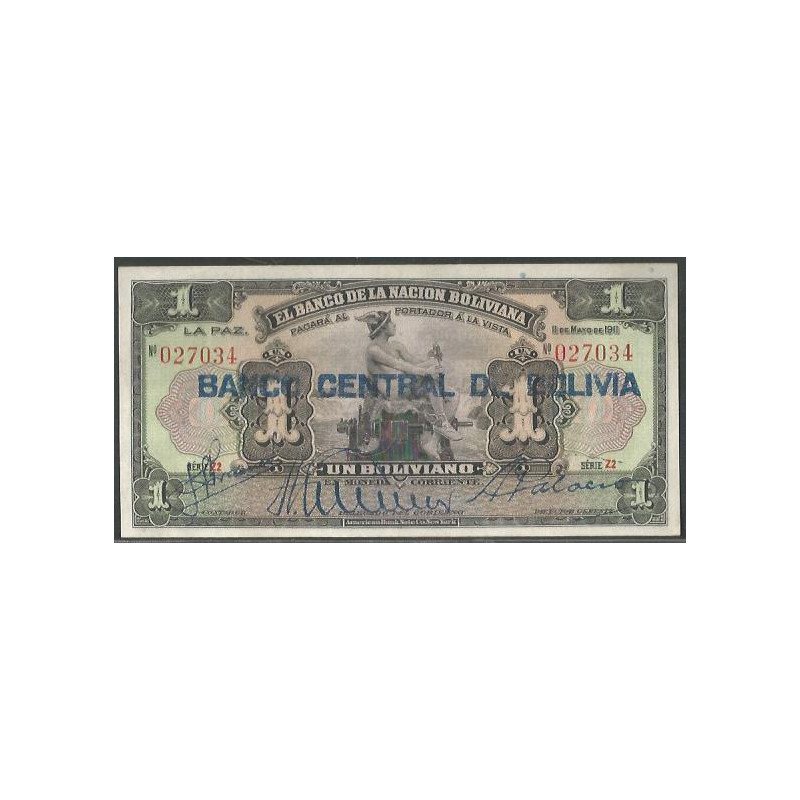Bolivia, 1 Boliviano ND1929 Serie Z2 P112