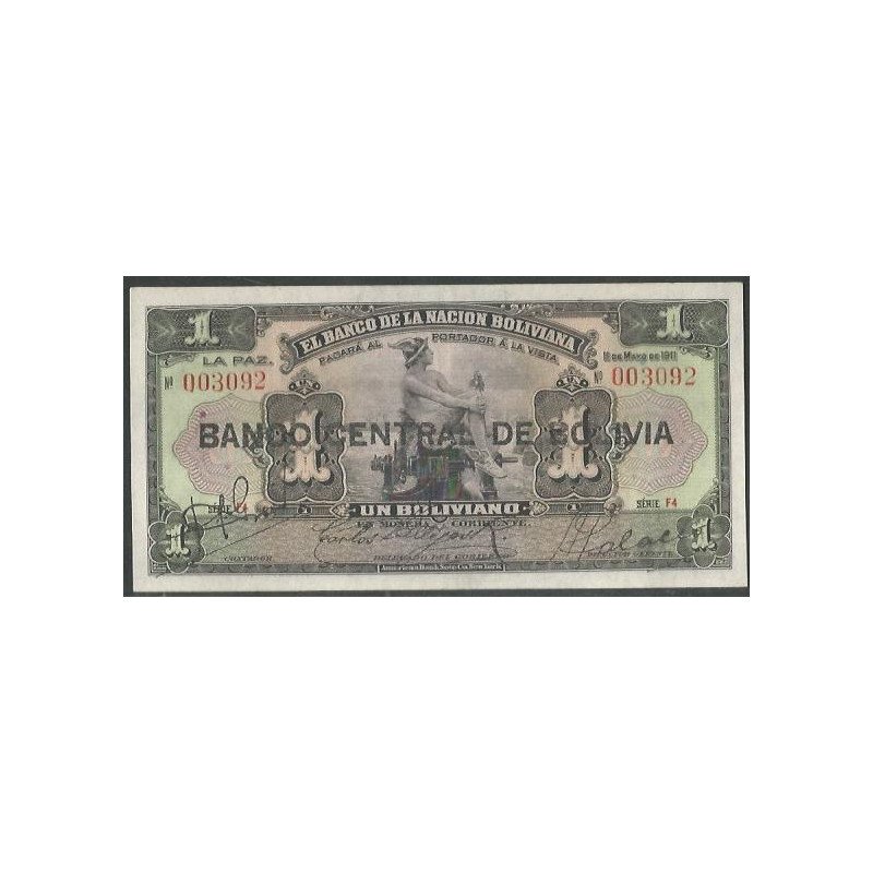 Bolivia, 1 Boliviano ND1929 Serie F4 P112