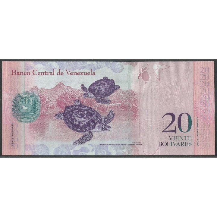 Venezuela 20 Bolivares 20 Mar 2007 C 8 Dig P91a reverso