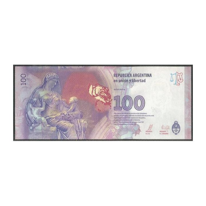 Argentina 100 Pesos ND2016 Serie CA P358c reverso